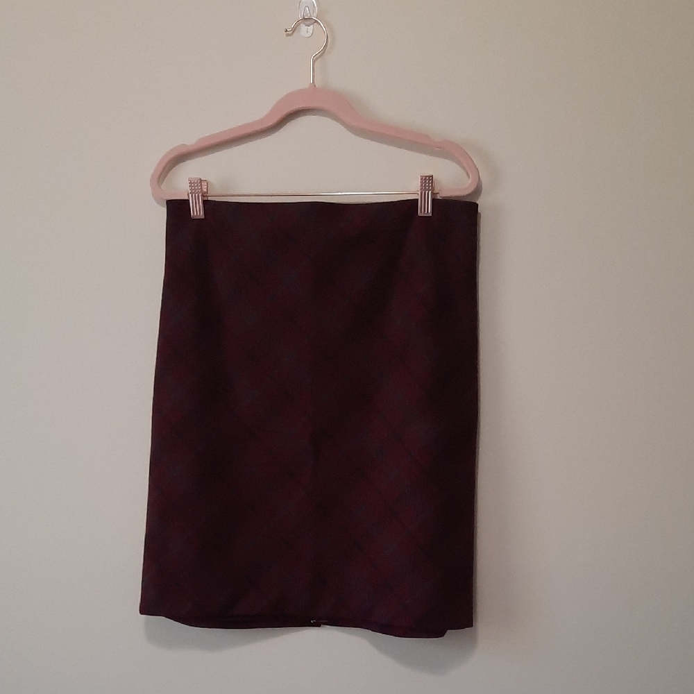 Express Red Plaid Pencil Skirt